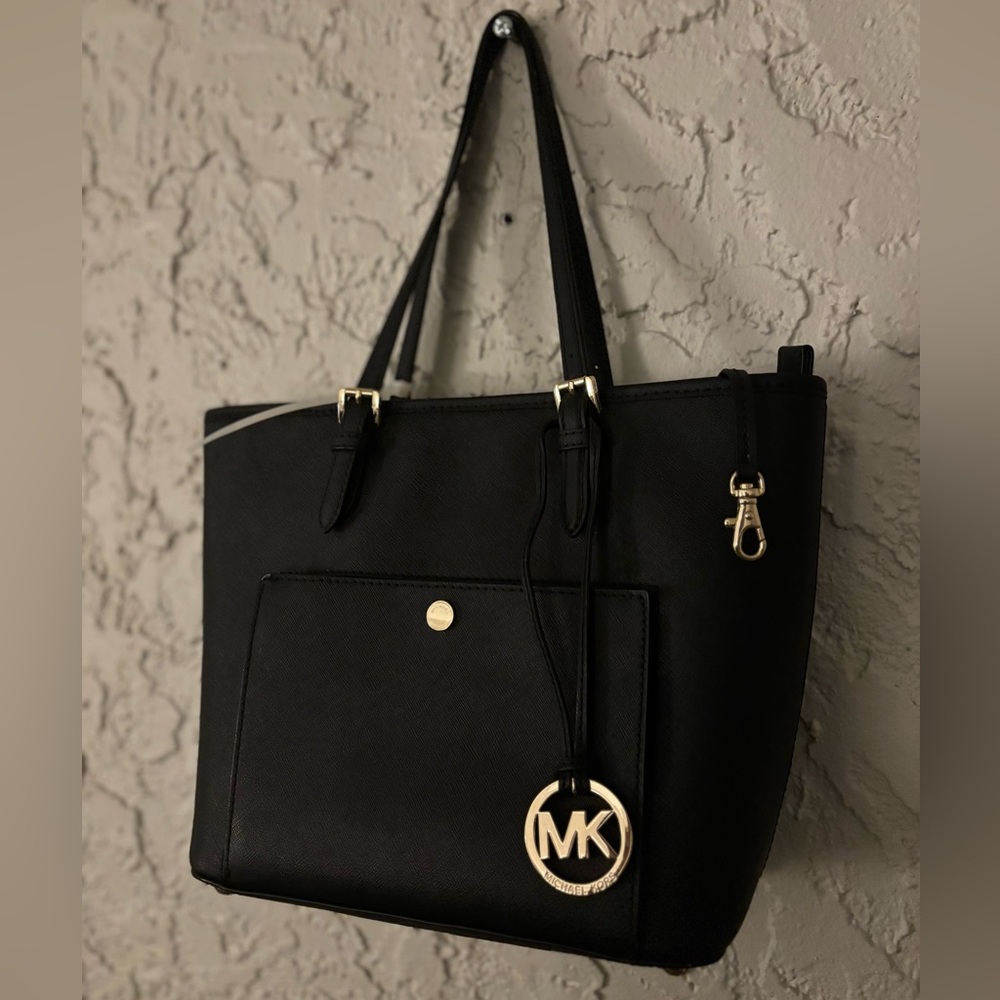 Michael Kors Black Tote with Gold Accents